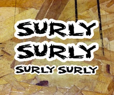 Surly Bikes Sticker Decal Bicycles 5" Die Cut White Black XO Replacement - 4ea