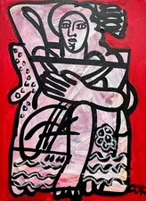 CORBELLIC EXPRESSIONISM 16X20 UNDER WATER WOMAN FINE ART HOME INTERIOR DESIGN