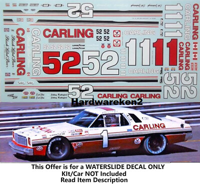 NASCAR DECAL # 1 CARLING 1974 CHEVROLET CHEVELLE JOHNNY RUTHERFORD 1/25