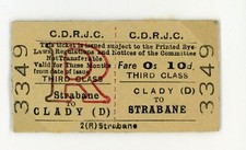 Railway Ticket Irish CDRJC 3rd Class Return Strabane - Clady 0s10d