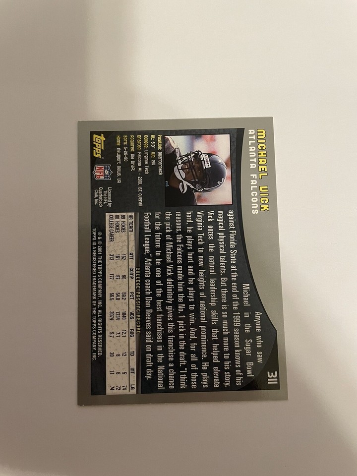 2001 Topps Michael Vick Rookie Card 311 Falcons Football RC eBay