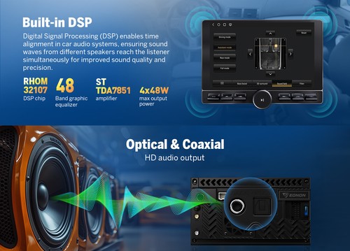 Radio GPS estéreo para automóvil Eonon Carplay 2DIN Android 13 8 núcleos 8+128 10,1" WiFi 4G LTE - Imagen 8 de 21