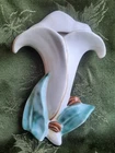 VTG 💥McCoy Art Pottery Wall Pocket Vase Calla Lily  White/Green 8"USA