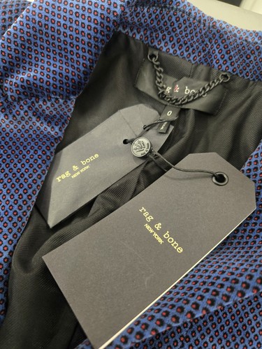 * 595 $ Rag & Bone Damengröße 0 marineblau gepunkteter Samtblazer neu mit Etikett - Bild 7 von 9