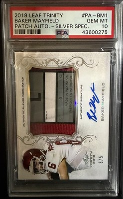 2018 Leaf Trinity Baker Mayfield Patch Auto Silver Spectrum RC #PA-BM1 /5 PSA 10