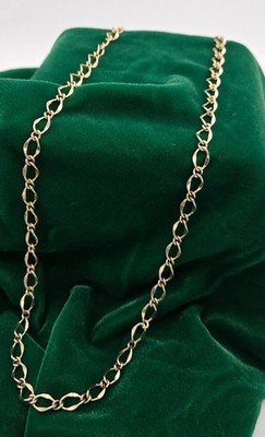 Vintage Gold Tone Twisted Open Link Chain Necklace 25 Inch Infinity Loop Layer