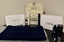 Christian Dior Luxury Men’s 6 Pc Gift Set Sauvage Gris Dior Towel Makeup & Pouch