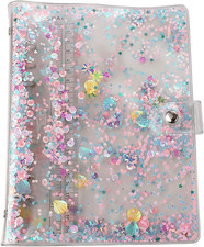 SICCOMA A5 6-Ring Loose Leaf Binder Cover PVC Glitter A5 Planner Cover Notebook