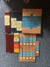 NOS PACKS VTG EAGLE TURQUOISE  DRAWING LEADS 2H 3H wooden cases verithin venus