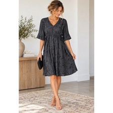 Vince Rose Jacquard 100% Silk V-Neck Little Black Dress Sz S Coquette side tie