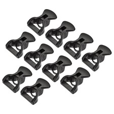 Tent Rope Buckles 4mm Plastic Guyline Adjuster Cord Tensioners Black Pack of 10