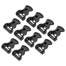 Tent Rope Buckles 4mm Plastic Guyline Adjuster Cord Tensioners Black Pack of 10