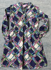 VGUC LILLY PULITZER Girls TWILL Argyle Geo PATTERN Dress 5 blue pink green white