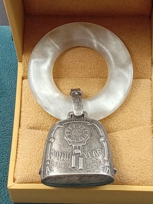 Webster Sterling Silver Bell on Mother of Pearl Celebration of Birth - Baby Anne