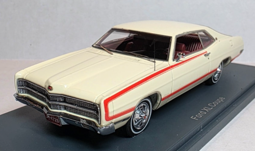 Neo Scale Models 1:43 1969 Ford XL Sportsroof Wimbledon White/Red Stripes RARE!