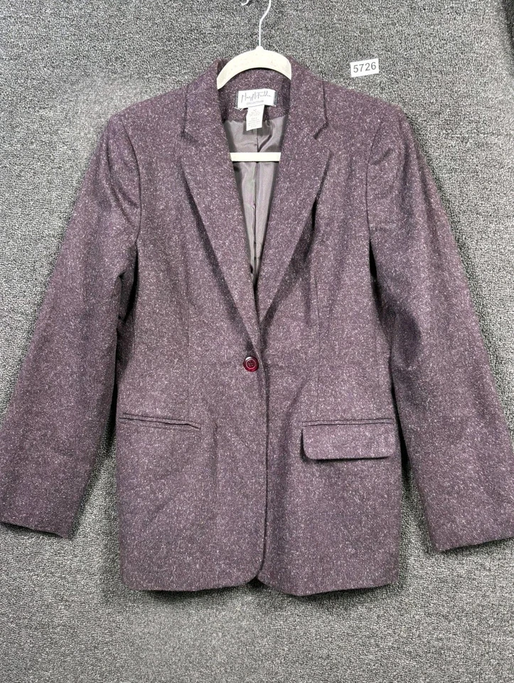 Blazer Mary McFadden Collection para mujer 6 púrpura mezcla de lana muesca solapa forrada Foto 3 de 4