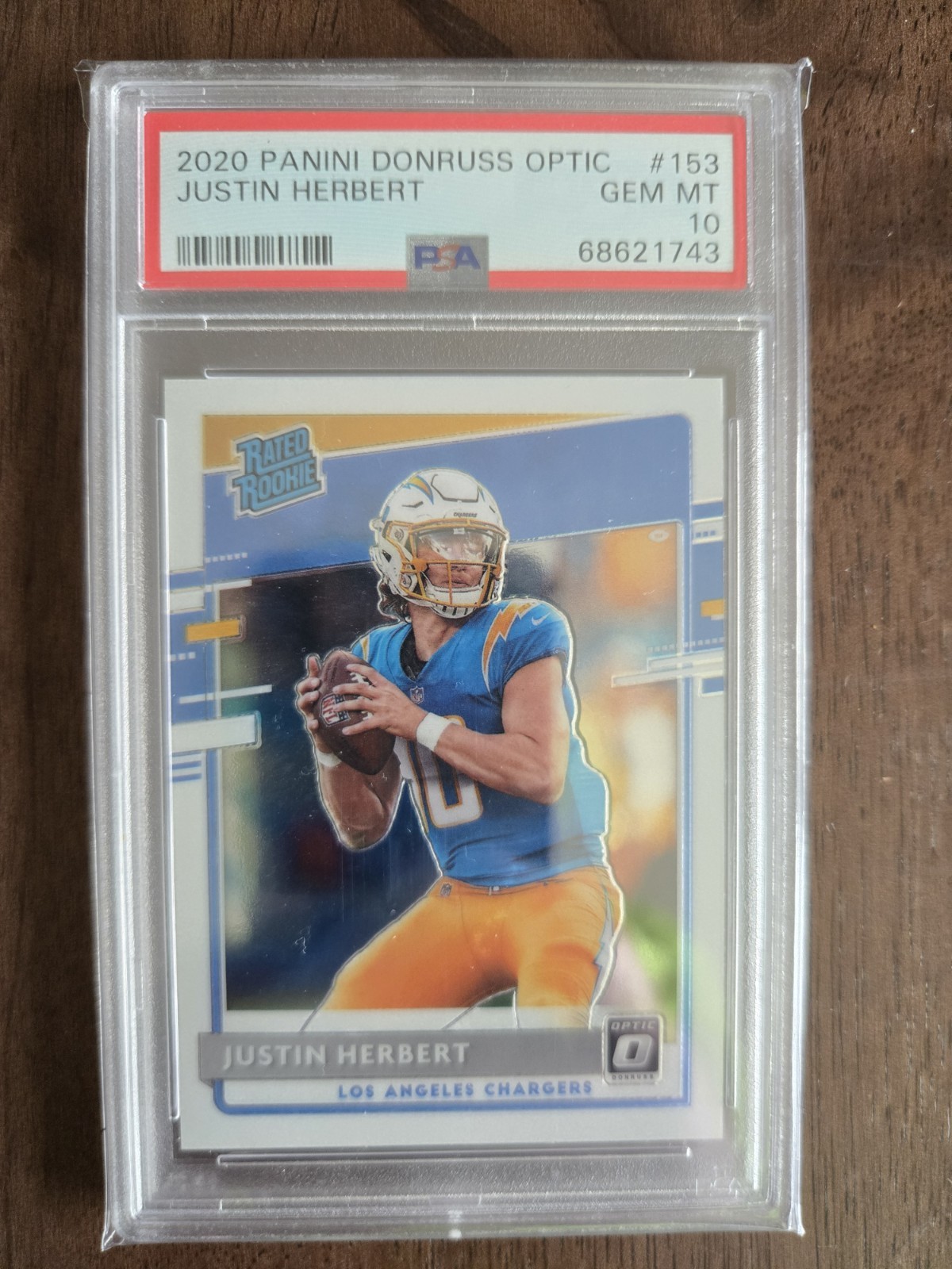 2020 Panini Donruss Optic Rated Rookie Justin Herbert. #153. PSA 10