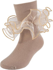 Girls Ruffle Socks Double Lace Turn Cuff Frilly Church Dress Socks 1 Pair Todd