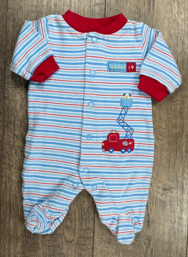 Baby Boy Clothes Child Mine Carter's Preemie Firetruck Ladder 14 Footed Outfit