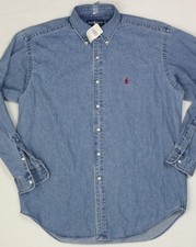 Vintage Polo Ralph Lauren Blake Fit Denim Long Sleeve Shirt L NOS New Oxford 90s