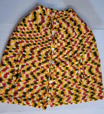 Vintage 70 s Hand Crocheted Button Up Poncho With Hand Openings Boho Hippie