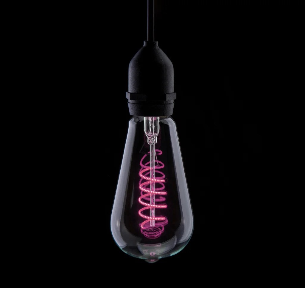 Light Bulb Clear 4w LED Spiral ST64 Dimmable Pink B22