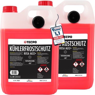 TECPO KÜHLERFROSTSCHUTZ ROT 10L KÜHLMITTEL G12+ -40°C ANTIFREEZE für VW AUDI MB