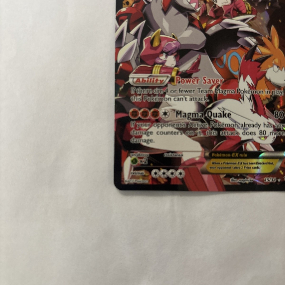 Pokémon TCG Team Magma's Groudon EX Holo Full Art Rare Card 15/34