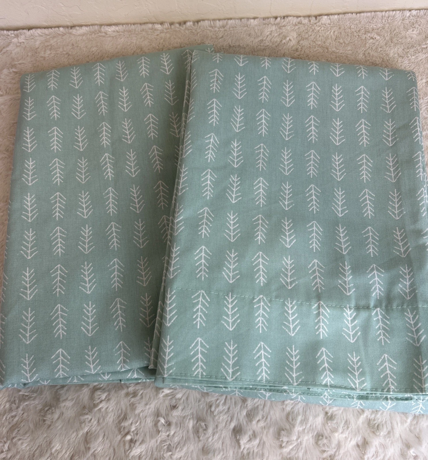 Cloud Island Blackout Curtain Panels Arrow Print 40” x 62”Green White Set Of 2