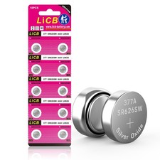 LiCB 10 Pack SR626SW 377 Watch Battery,Long-Lasting  Leak-Proof,High 10