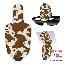 Leather Magnetic Sunglass Holder for Car Sun Visor, Cute Brown Cow Print