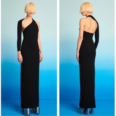 Solace London Saren One Shoulder Long Sleeve Cutout Black Maxi Dress Size 8
