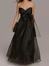 Donna Karan New York Womens Black Sweetheart Neck Strapless Chiffon Dress Size 2