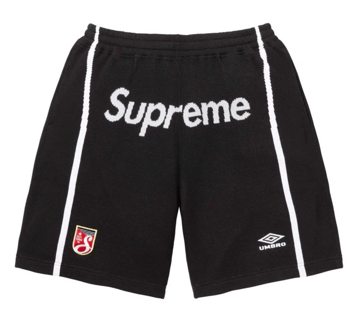 Taille Large   Short de football Supreme x Umbro tricot noir SS25 NEUF SOUS BLISTER