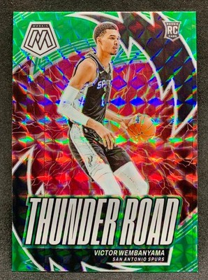 2023-24 Panini Mosaic VICTOR WEMBANYAMA Thunder Road Green Prizm Rookie RC SP #8