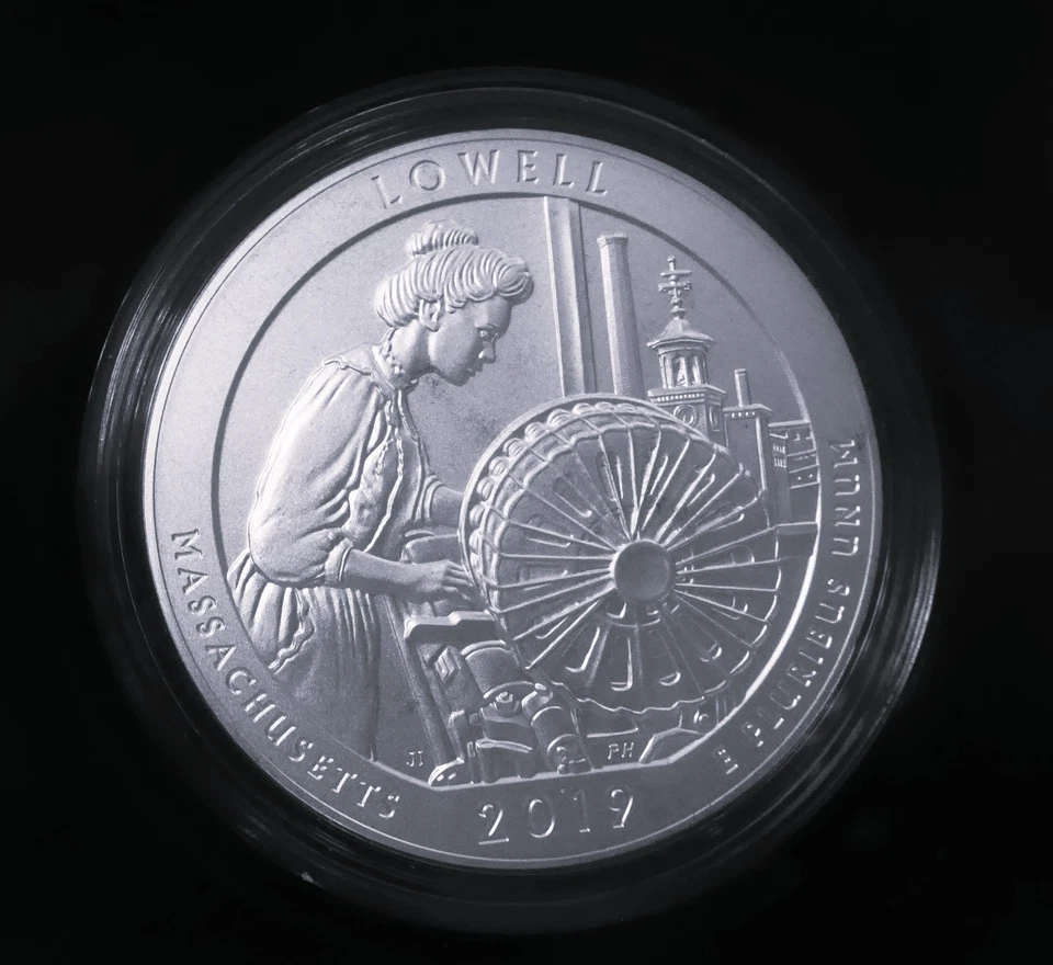 2019-P ATB Lowell National Park, 5 oz Silver Coin (19AJ), Collector Edition, OMP - Image 3 of 4