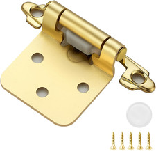20 Pack 10 Pairs 1/2 Inch Overlay Kitchen Cabinet Hinges, Satin Brass Self Clo