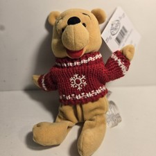 Disney Store Winnie the Pooh Snowflake Sweater Beanbag Beanie NWT NOS