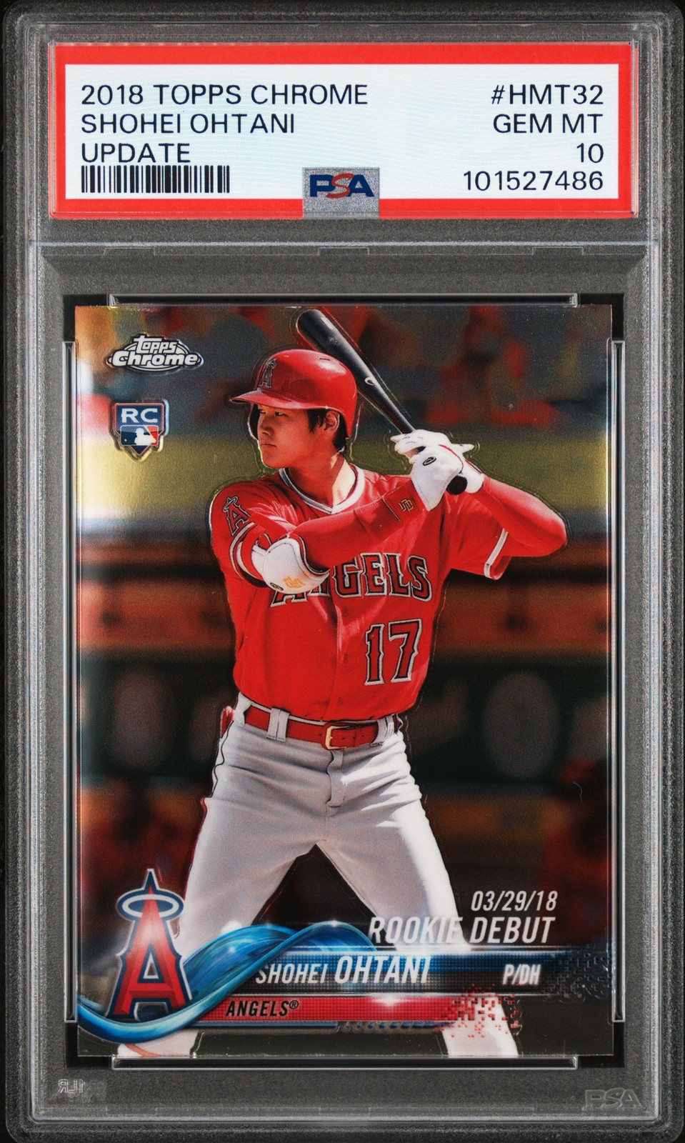 2018 TOPPS CHROME UPDATE #HMT32 SHOHEI OHTANI ROOKIE RC PSA 10