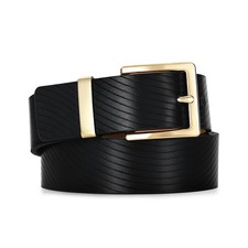 RISANTRY Women's Black Belt Gold M: Fit Waist Size 32"-36", Stripe