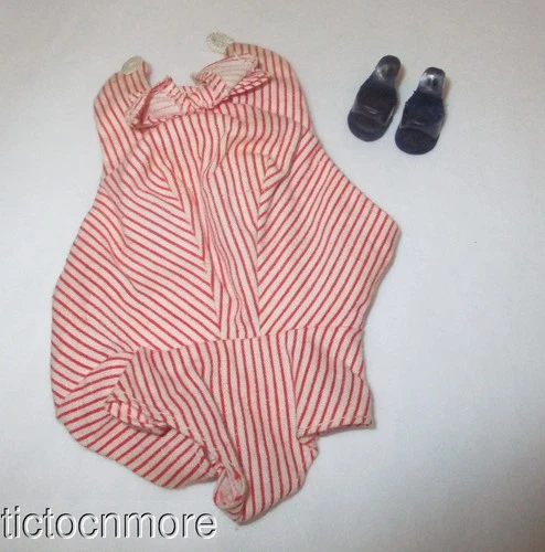 VINTAGE BARBIE DOLL FASHION CLOTHES #981 BUSY GAL NAVY BLUE HEELS HALTER TOP