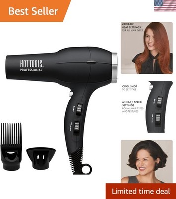 Ionic 1875W Hair Dryer: 6 Temp Settings for Smooth, Healthy Hair - Black/Silver