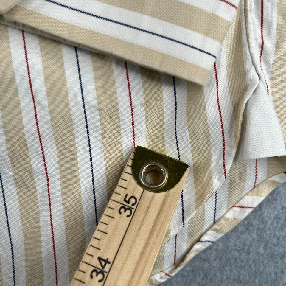 Pal Zileri Shirt  17 Beige Striped Casual Made In Italy Button Up Long Sleeve - Image 2 of 4