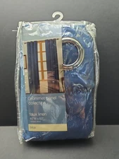 Essential Home Grommet Panel Collection Faux Linen Blue 40” X 63” Only 1 Panel 