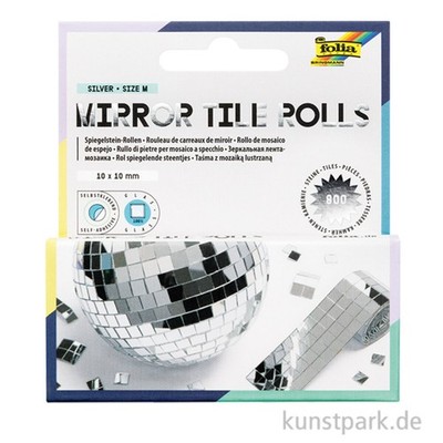 folia Mirror Tile Rolls Size M, Spiegelsteine Rollen, Steine 10 x 10 mm, 2
