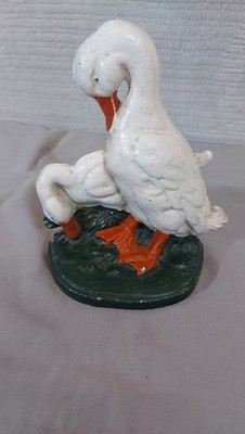 Antiker John Wright Türstopper Gusseisen Weißgänse