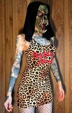Hell Couture Rocktober Blood Leopard Mini Dress Womens Girls Heavy Metal Horror