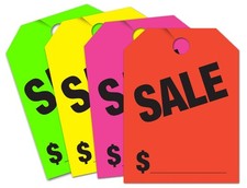 Price Mirror Hang Tags - Multi-Color Pack of Fluorescent Green, Orange, Pink,...