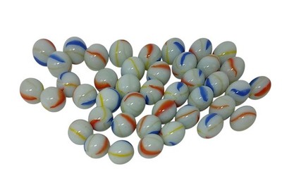 Vintage Marbles Glass White Base Color Swirls Regular Size Multicolor Set of 42