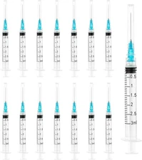 100 Pack 3ml/cc Lab Syringes Luer Lock with 23Ga 1 Inch(25mm) Needle,... 